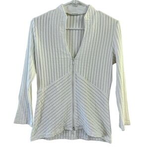 Rayure Zip Front Collared Women’s Top Size 40